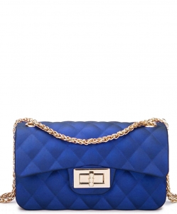 Quilt Embossed Jelly Small Classic Shoulder Bag HBG103578 BLUE